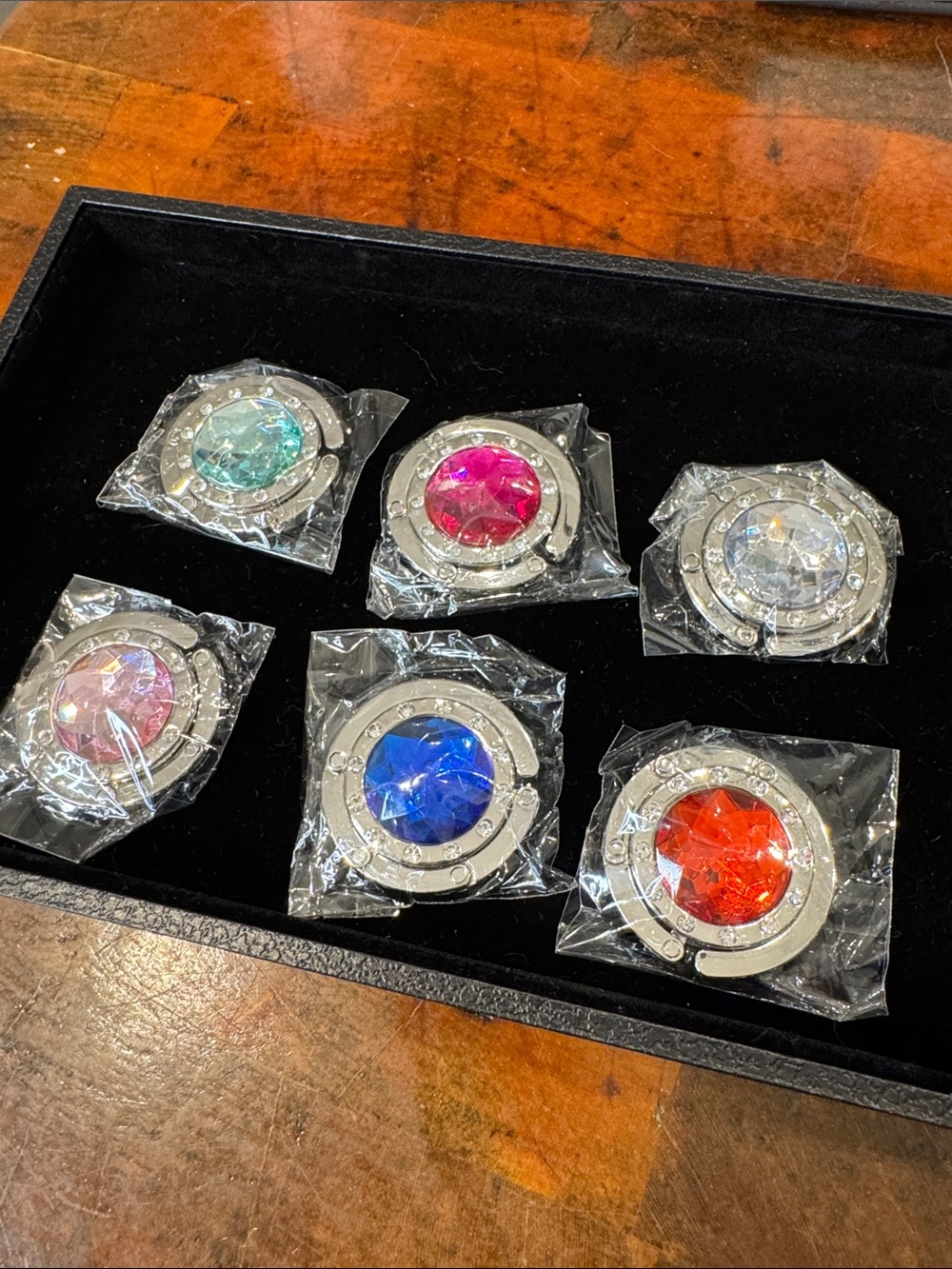Crystal Accent Purse Hooks - Assorted Colors - Choose One